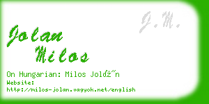 jolan milos business card